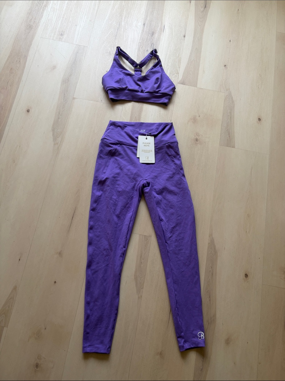 bombshell sportswear purple set sports bra/leggings nwt large/xl